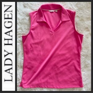 NWOT Lady Hagen Bright Pink Sleeveless Polo
